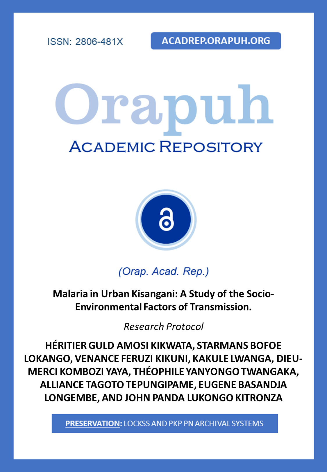 Research Protocol (H. G. A. Kikwata et al.)